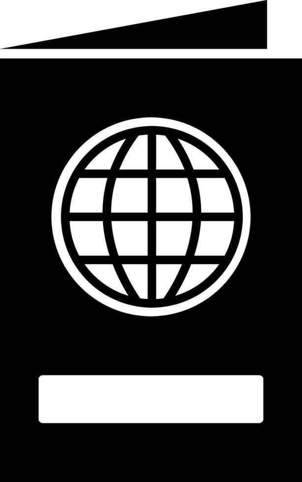 Black and White passport icon in flat style. vector