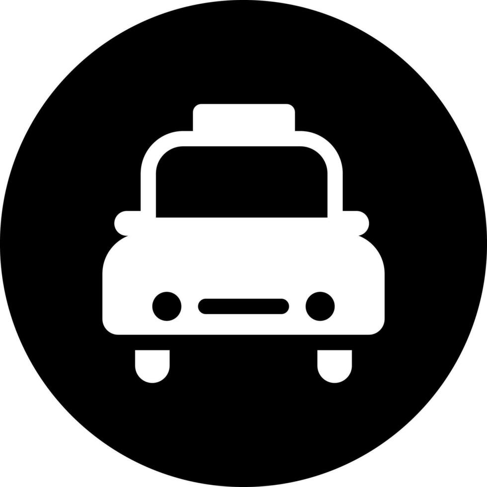 Taxi o coche icono en negro y blanco color. vector