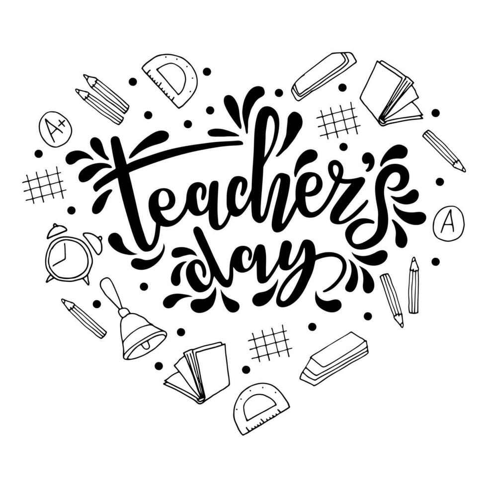 Creative hand lettering text for Teachers Day. Vector