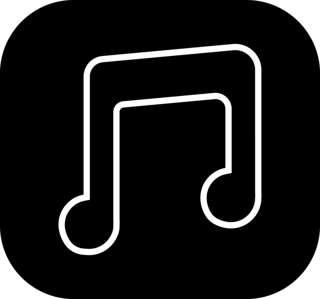 Black and White music note icon or symbol in flat style. vector