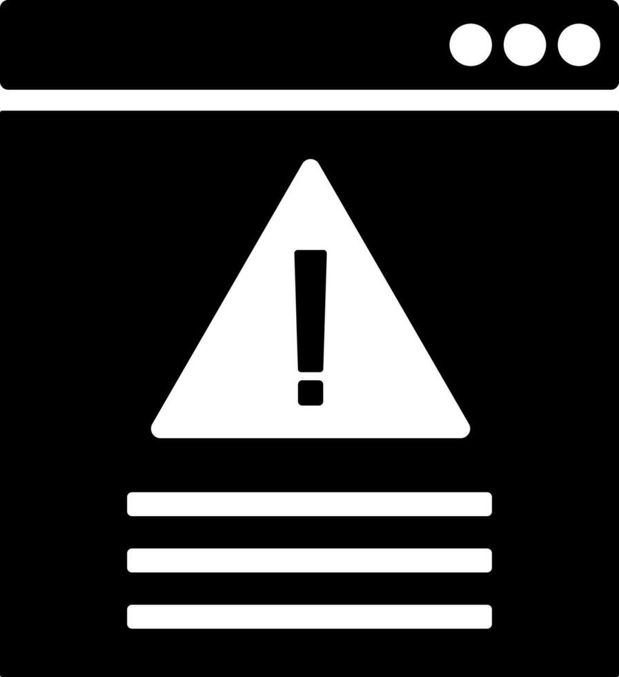 Black and White internet error glyph icon or symbol. vector