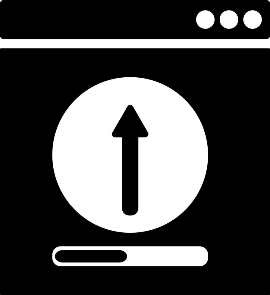 Black and White uploading  icon on webpage in flat style. vector