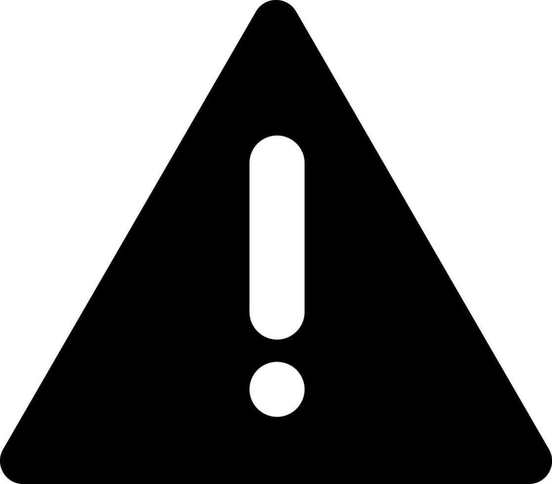 Warning glyph icon in flat style. vector