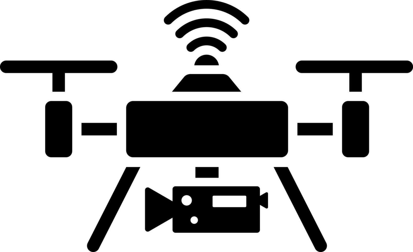 Black and White illustration of drone camera icon. vector