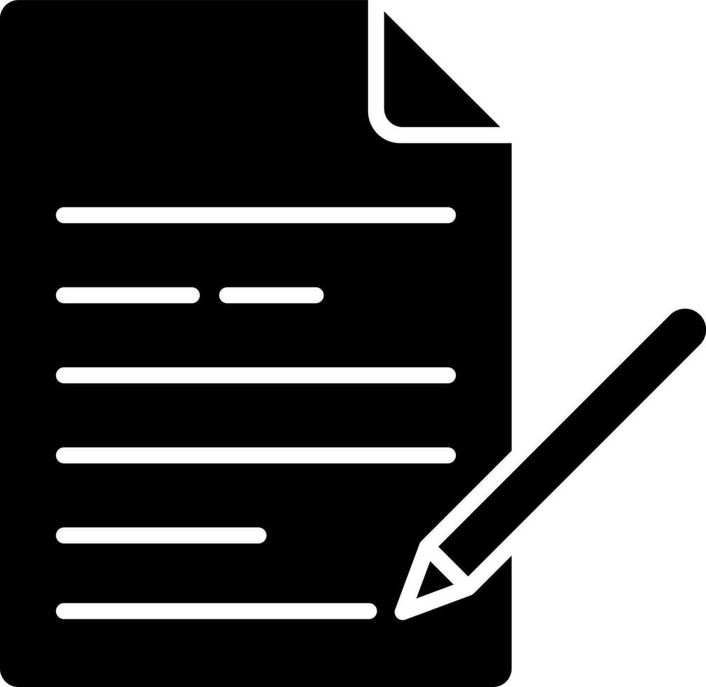 Pen with paper icon glyph icon in flat style. vector