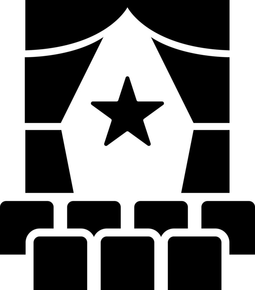 Show stage hall icon in Black and White color. vector