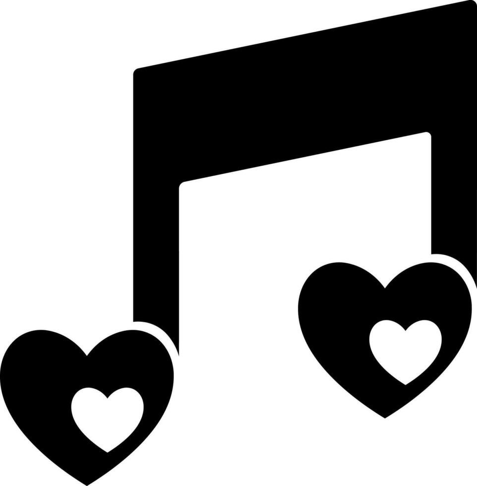 Illustration of love song or music glyph icon. vector