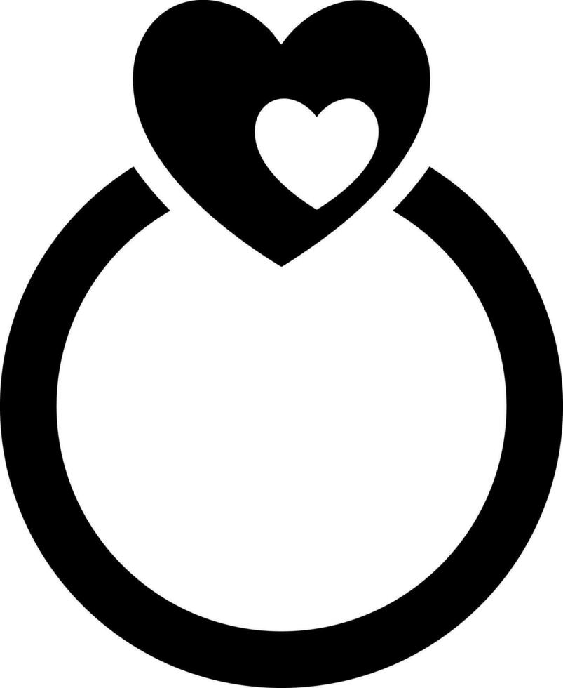 Black and White illustration of heart ring icon. vector