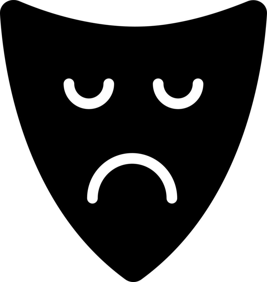 Sad face mask glyph icon in flat style. vector
