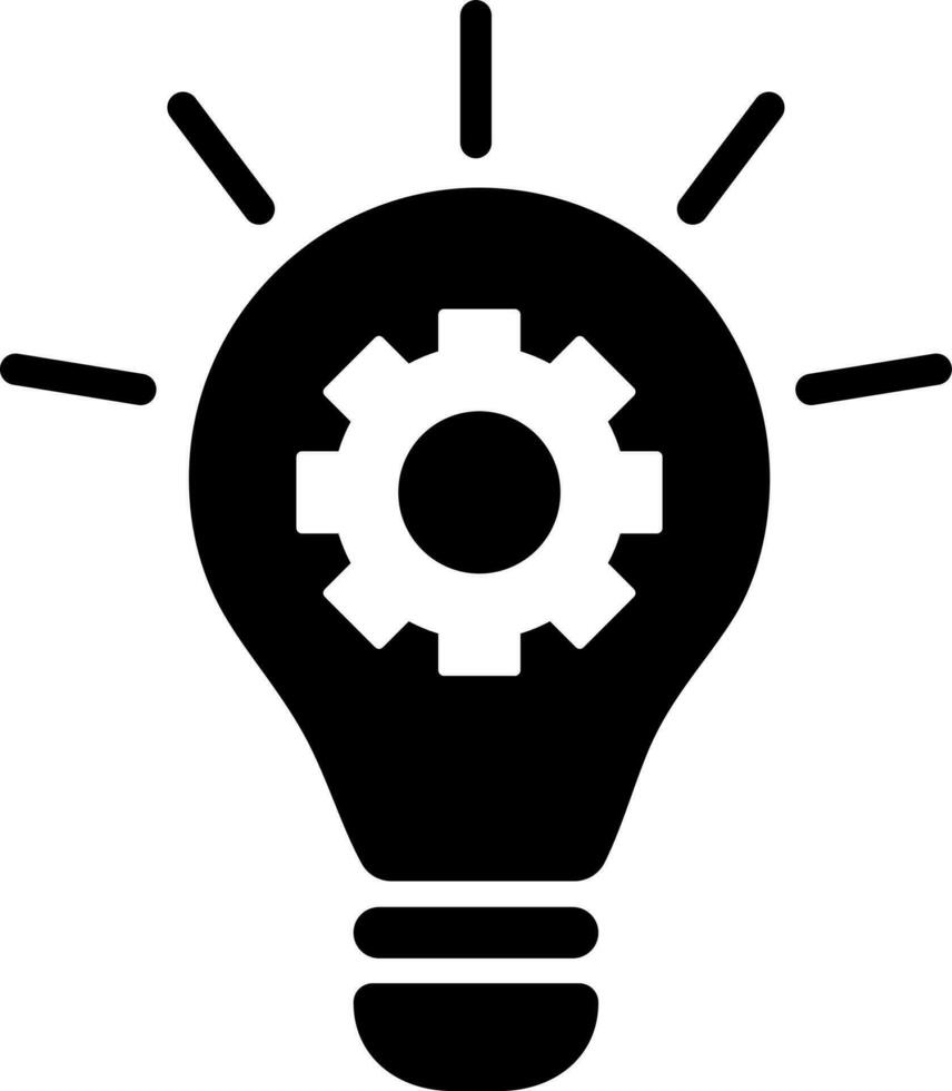 Lighting bulb setting for idea glyph icon in flat style. vector