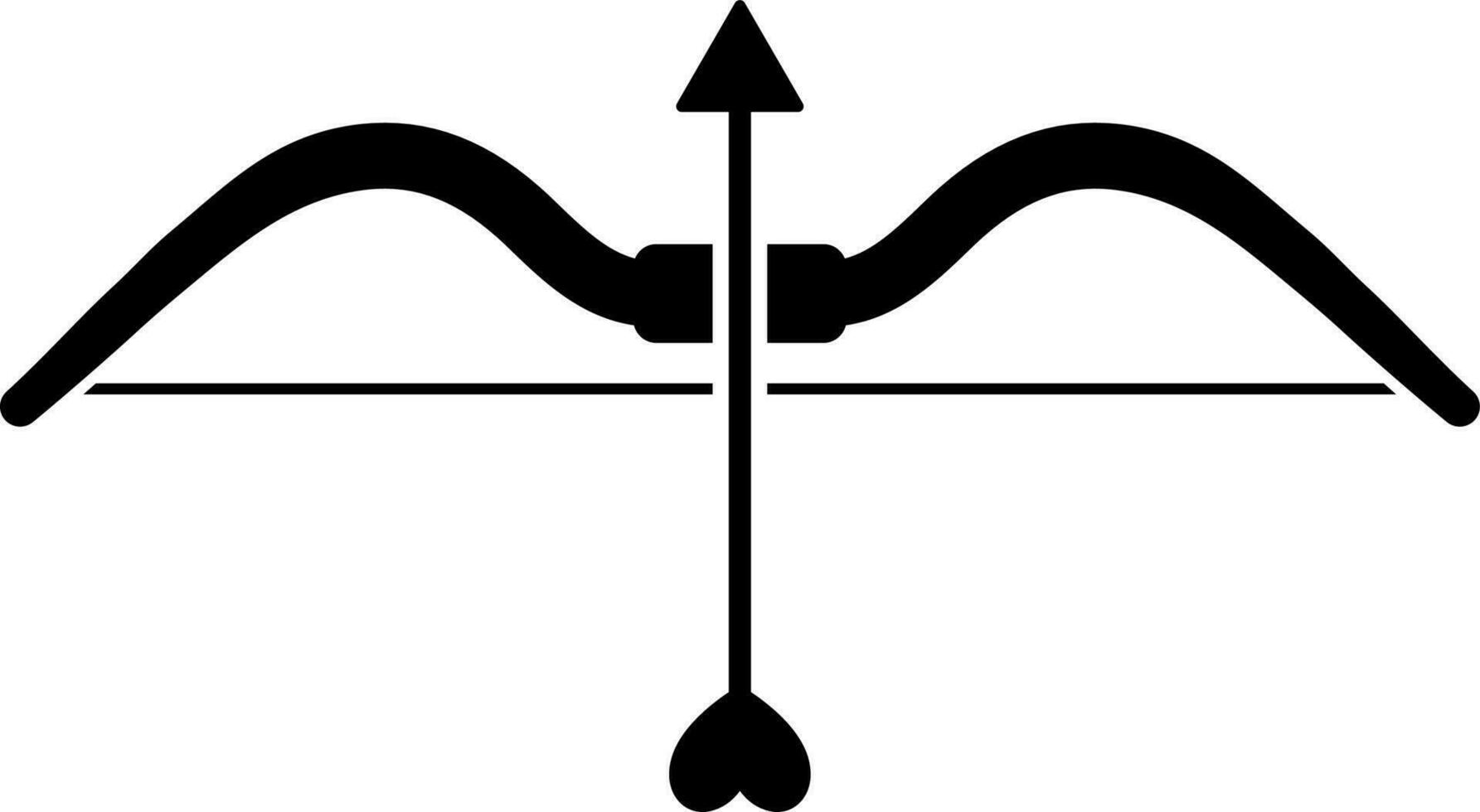 Bow with arrow glyph icon or symbol. vector