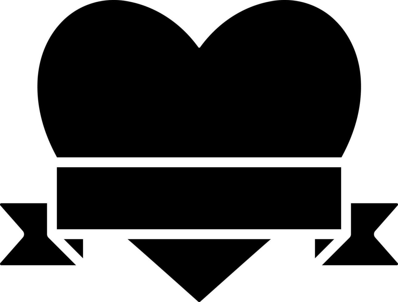 Blank ribbon with heart icon in Black and White color. vector