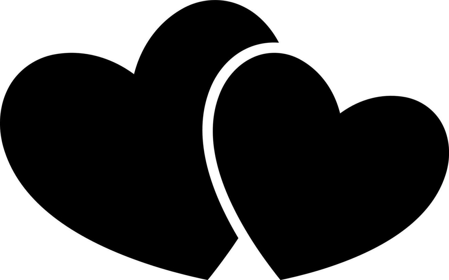 Two heart glyph icon in flat style. vector