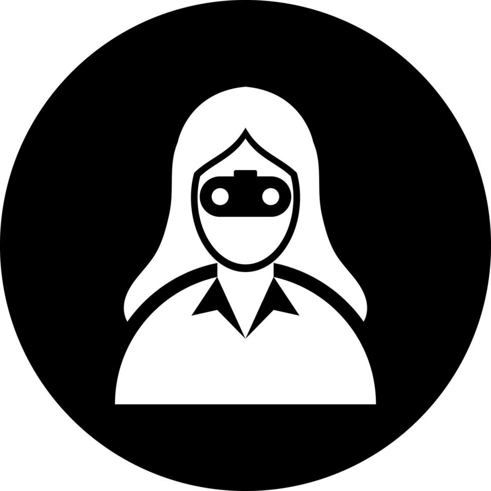 Black and White illustration of vr woman icon. vector