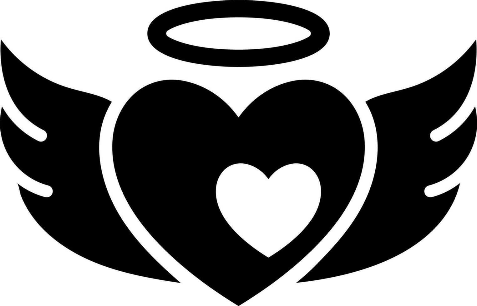 negro y blanco amor ángel icono en plano estilo. vector