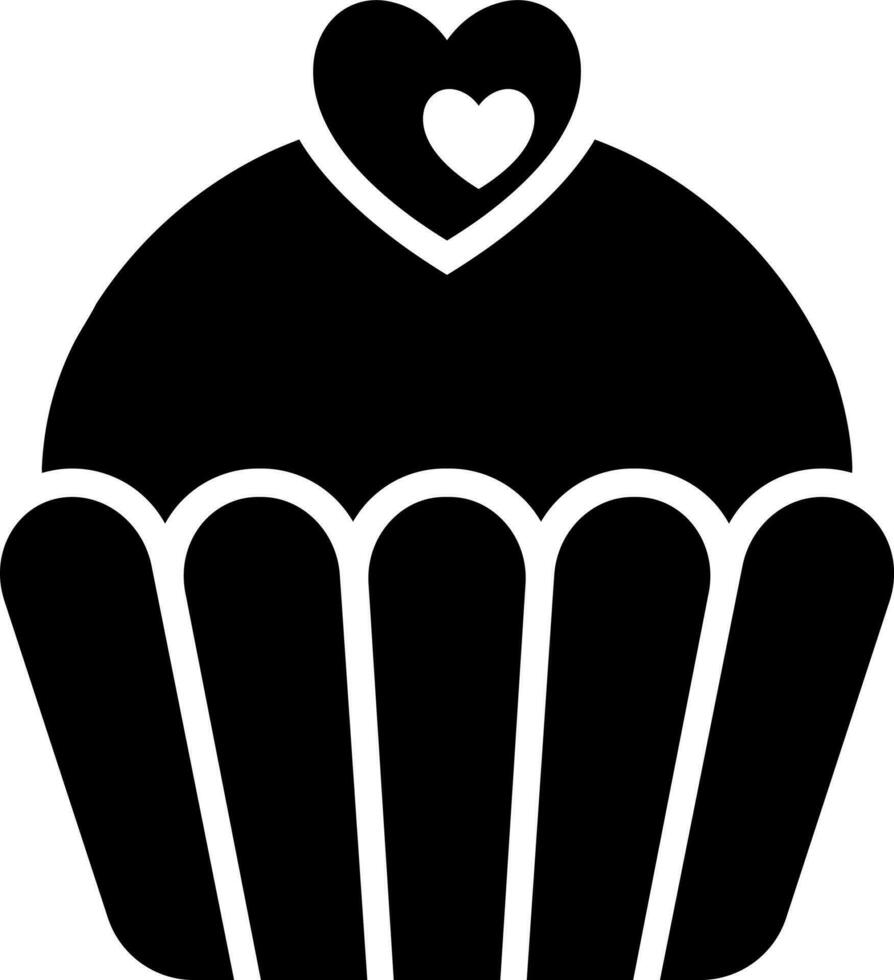 Black and White cup cake icon in flat style. vector