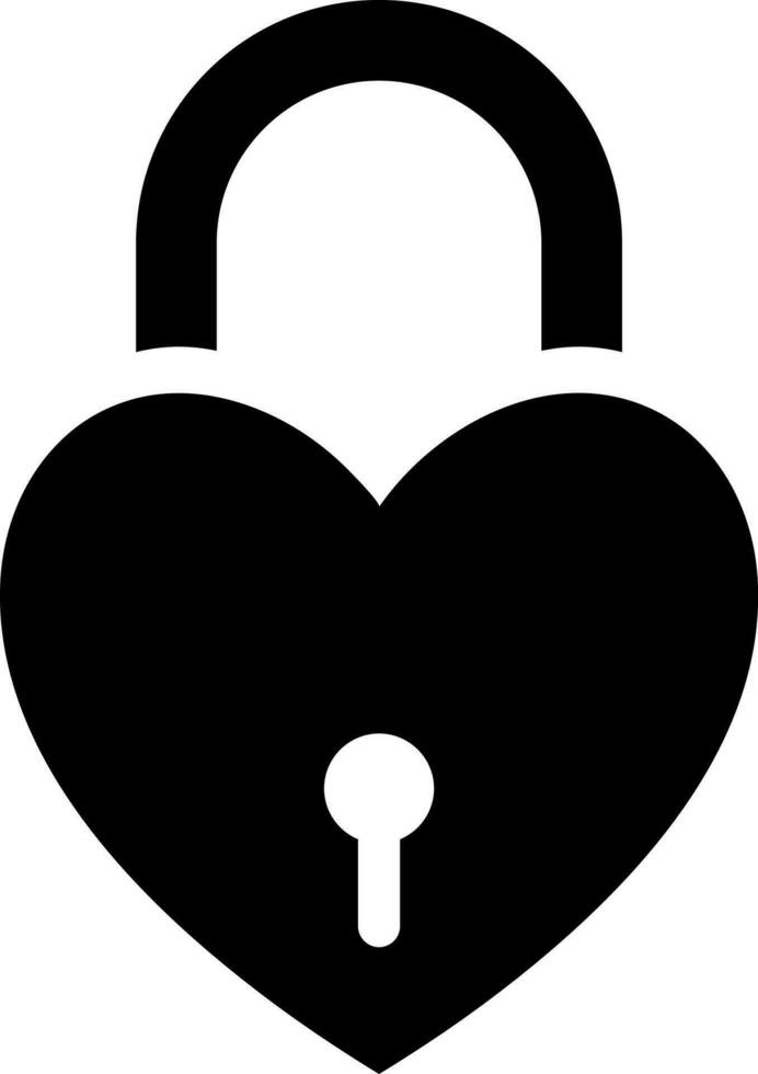 Heart lock icon in Black and White color. vector