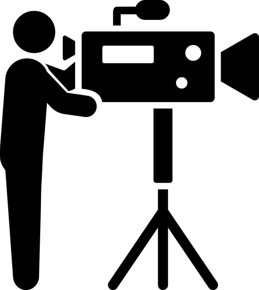 Illustrtaion of cameraman glyph icon. vector