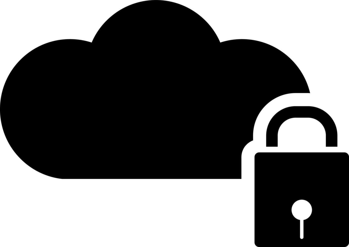 Black and White illustration of cloud lock icon. vector