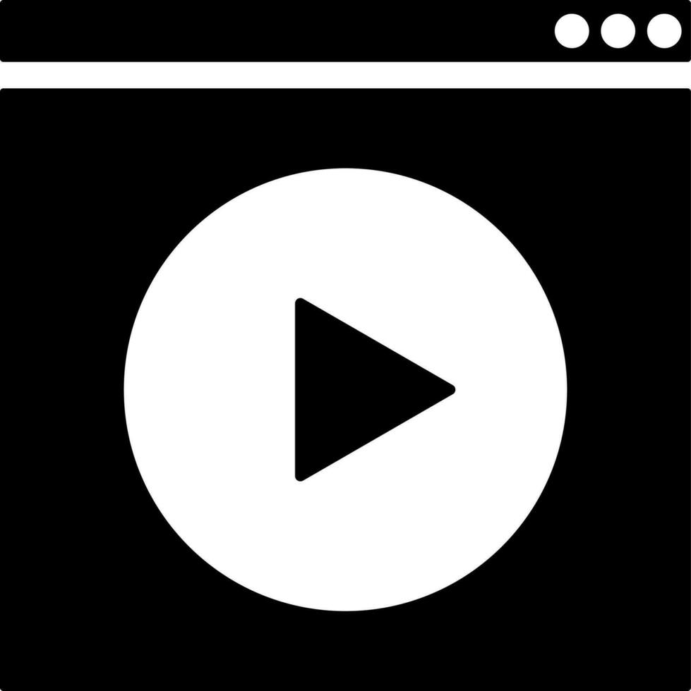 Black and White illustration of online video play icon. vector