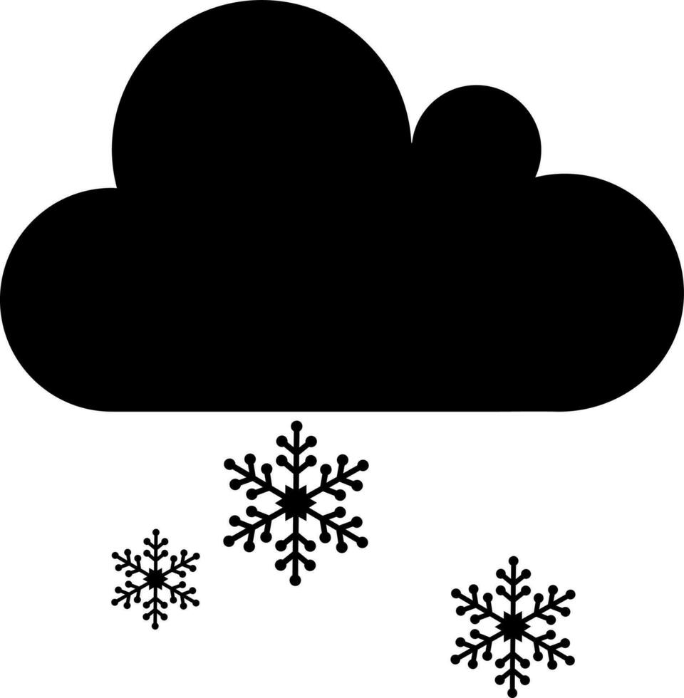 Snowfall cloud icon in Black and White color. vector