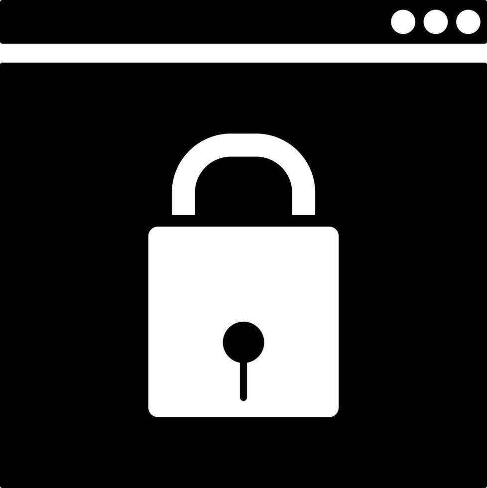 Online lock web page glyph icon. vector