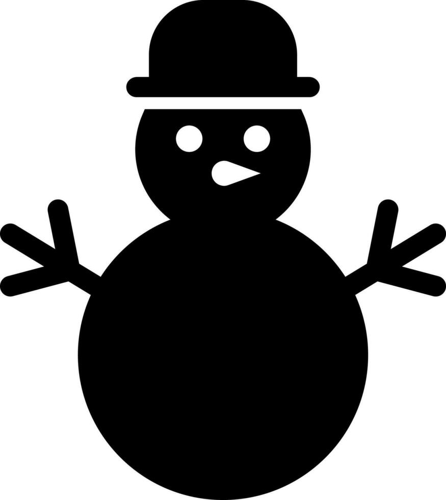 Glyph snowman wearing hat icon in flat style. vector