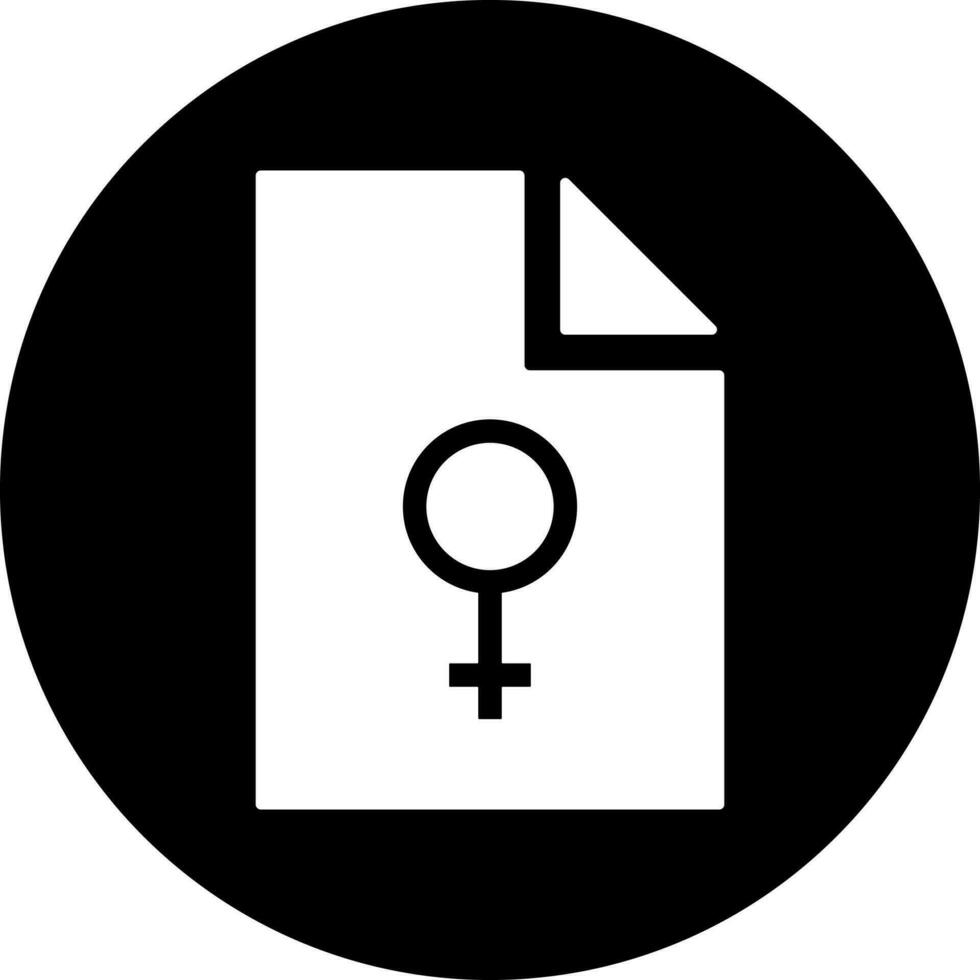 Female gender symbol on paper glyph icon. vector