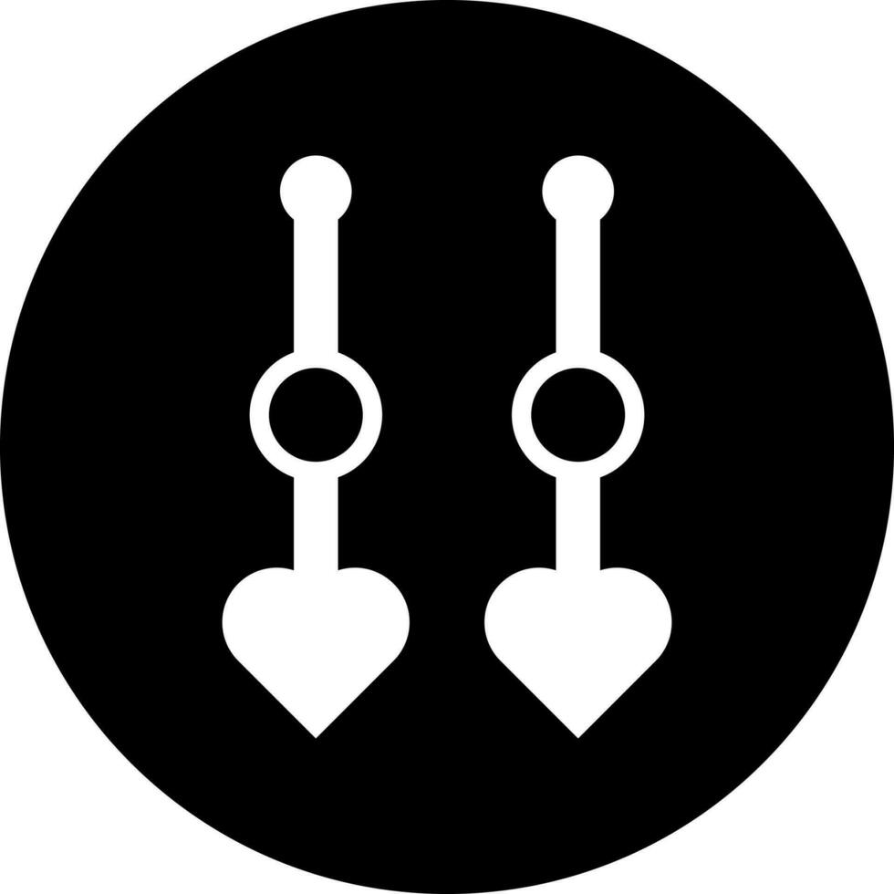 Illustration of heart earrings glyph icon. vector