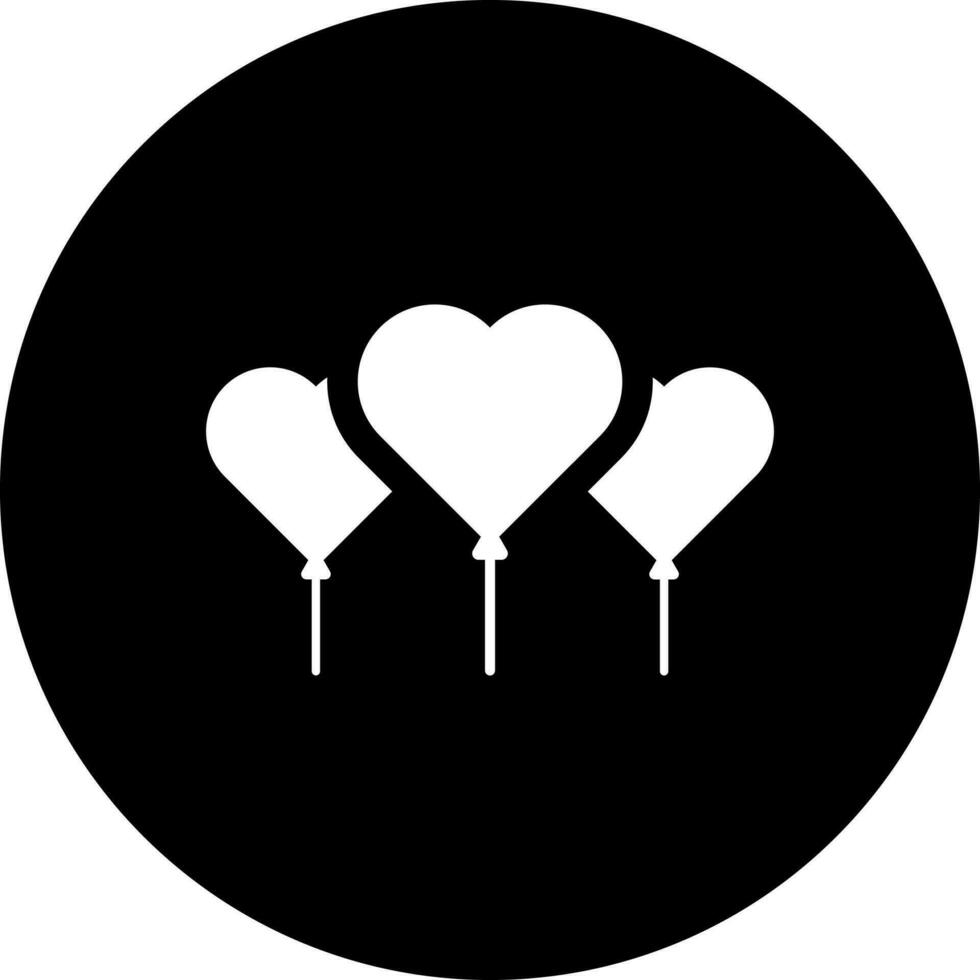Hearts balloons glyph icon in flat style. vector