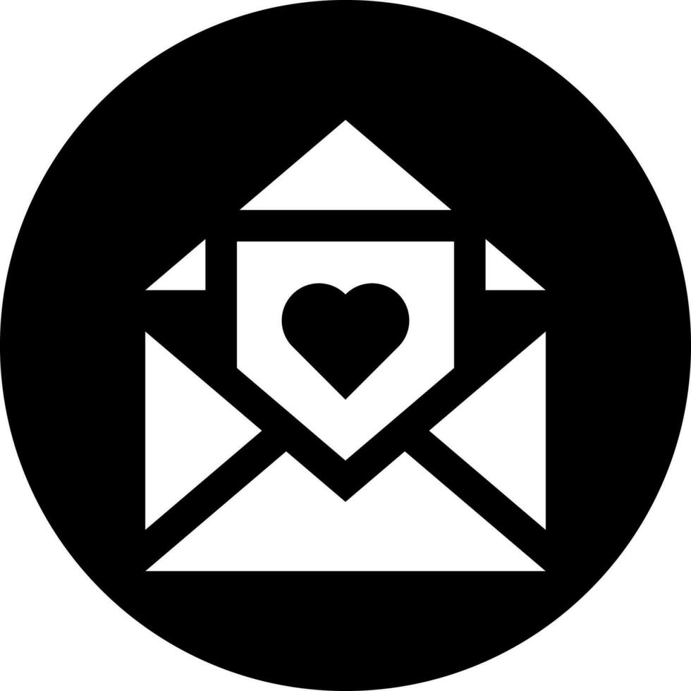 Love letter or mail icon in Black and White color. vector