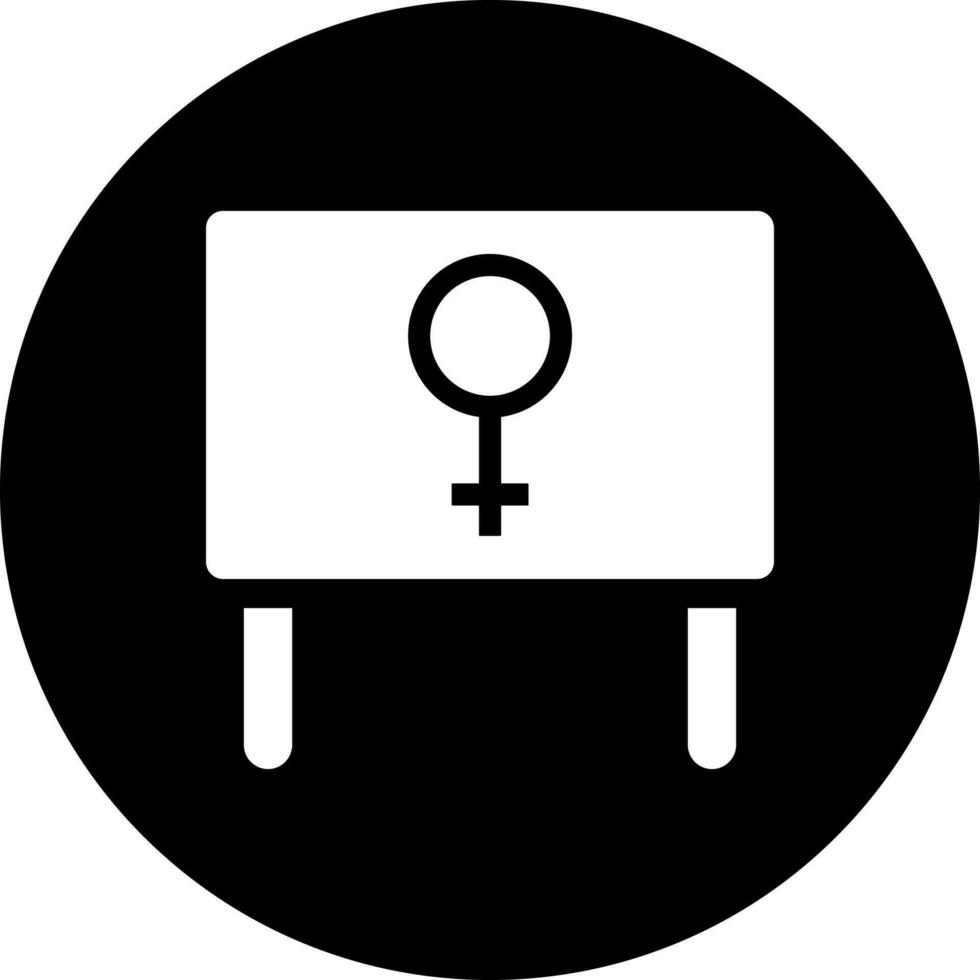 Vector illustration of female gender symbol on board icon.