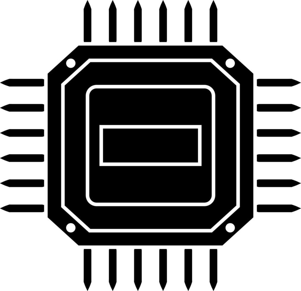 Isolated processor chip icon in Black and White color. vector