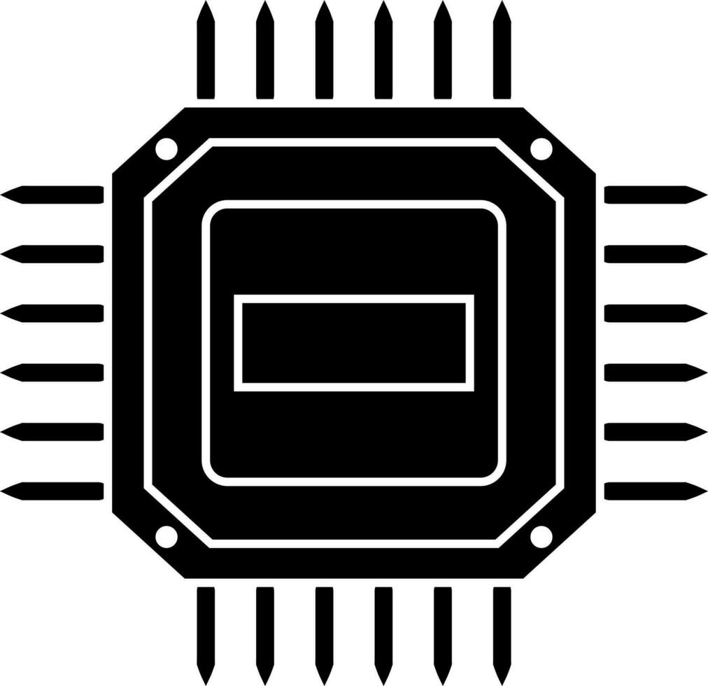 Isolated processor chip icon in Black and White color. vector