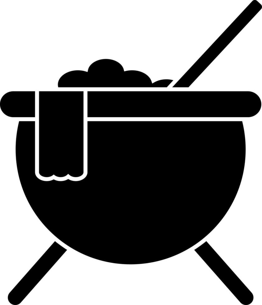 Black and White food pot icon or symbol. vector