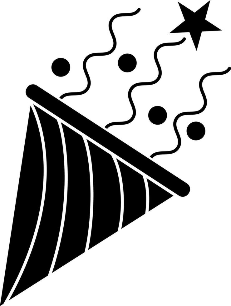 Black and White party popper icon or symbol. vector