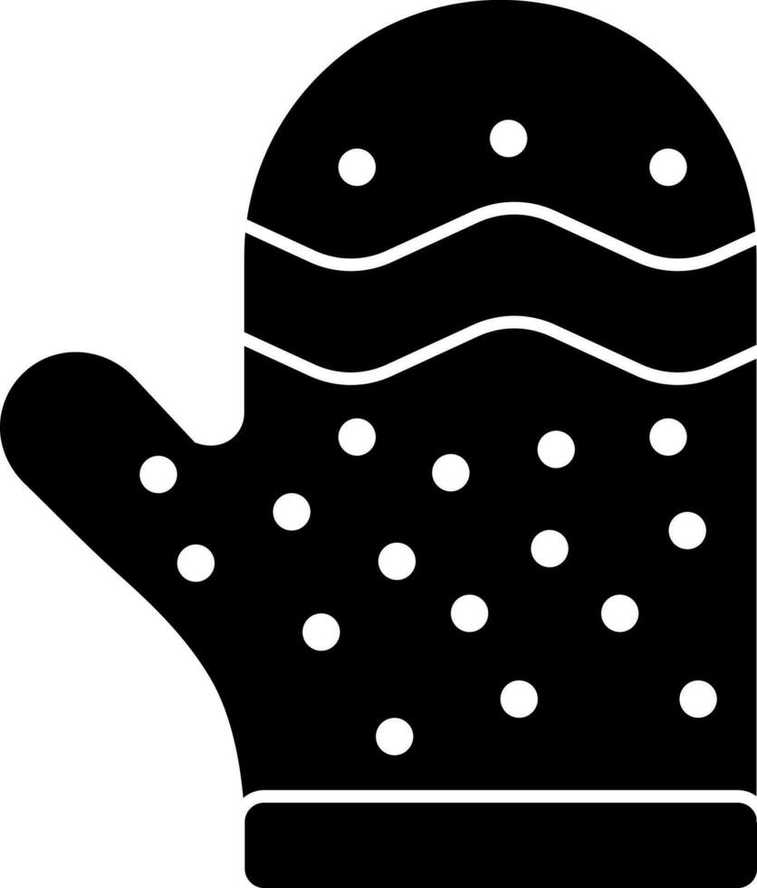 Isolated mitten icon in Black and White color. vector