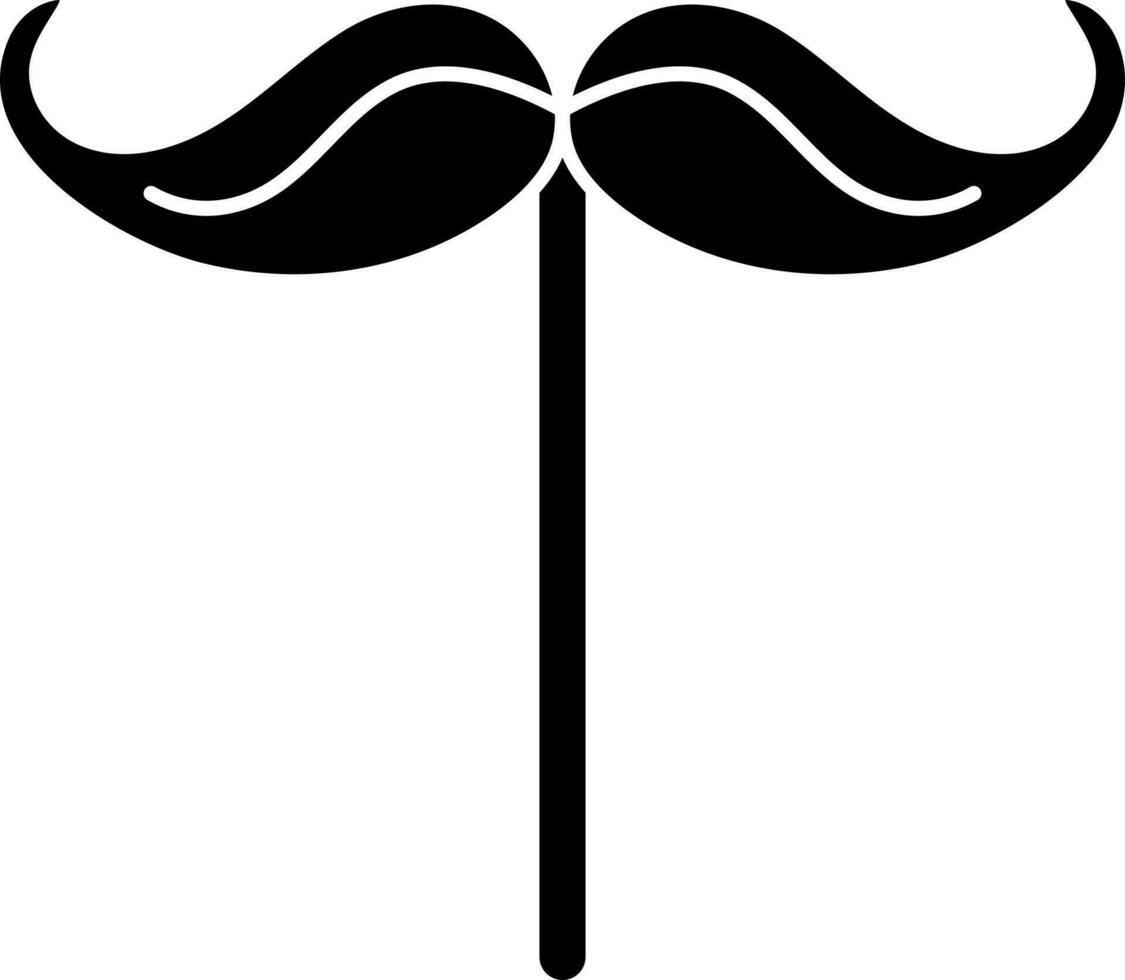 Photo booth prop icon, mustache with stick. vector