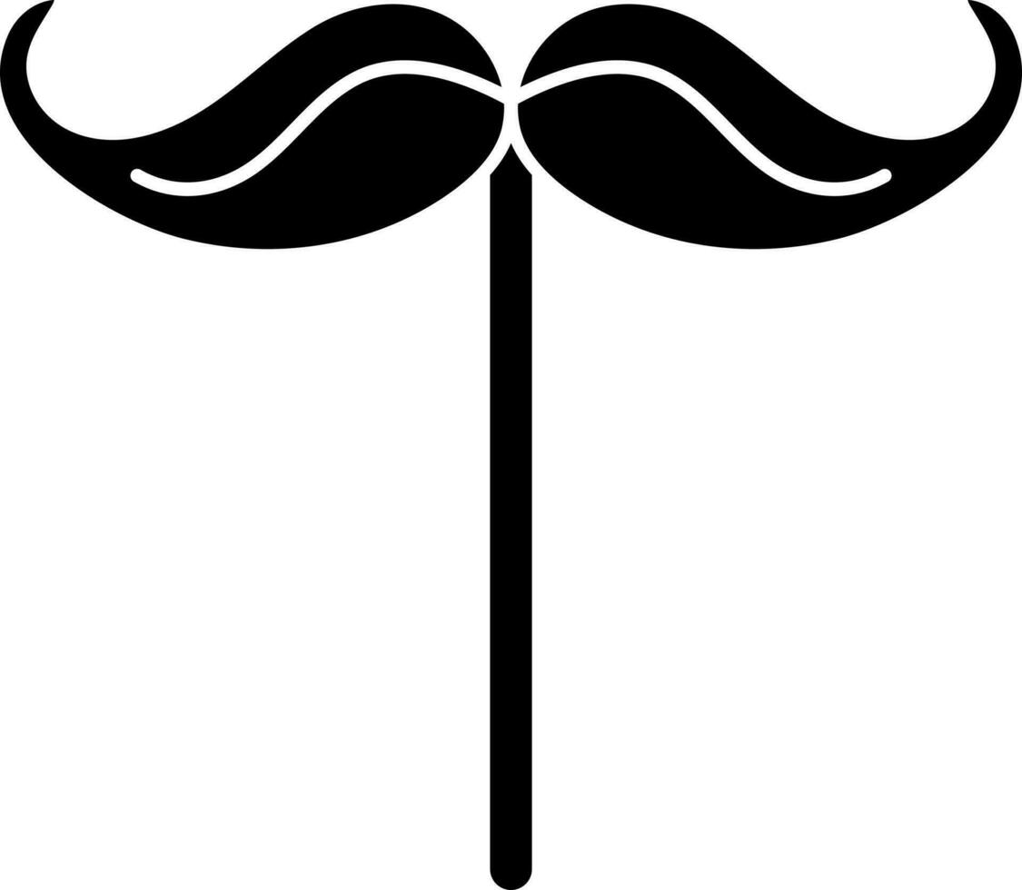 Photo booth prop icon, mustache with stick. vector