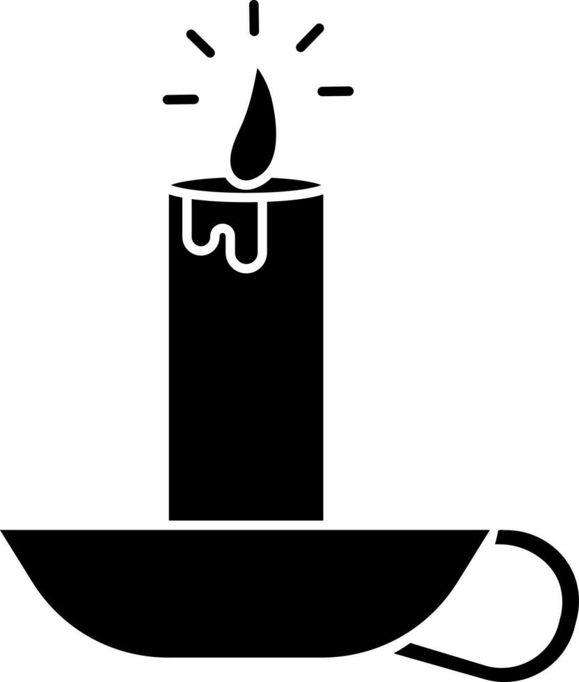 Illuminated candle icon in Black and White color. vector