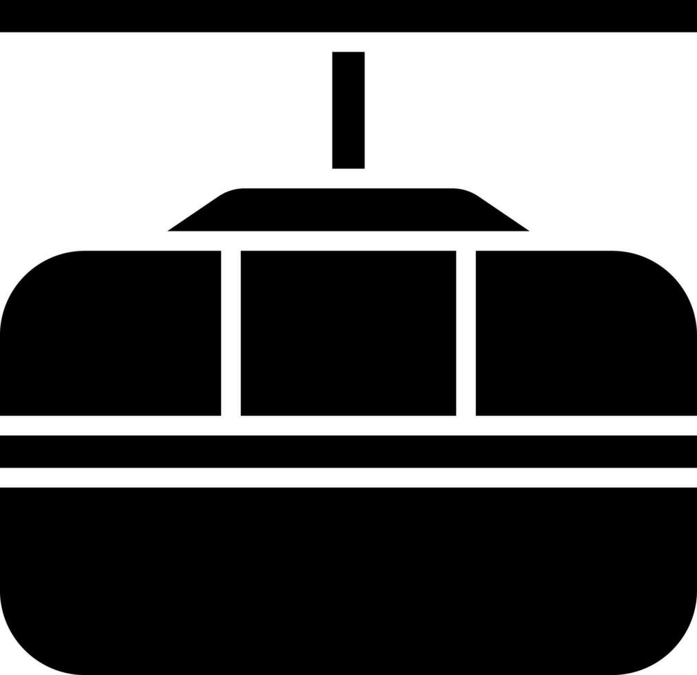 Black and White illustration of cable car icon. vector