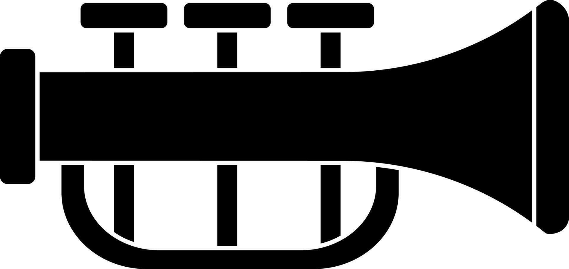 Illustration of trumpet icon in black color. vector