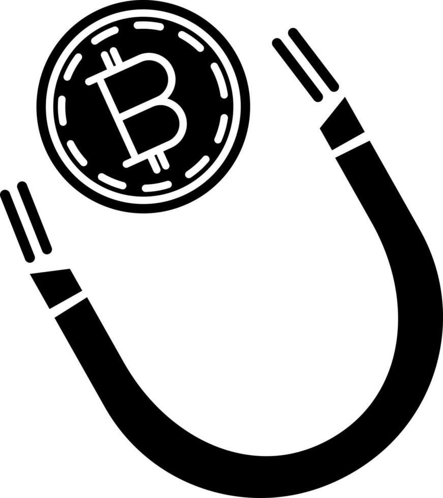 Illustration of magnet with bitcoin icon. vector