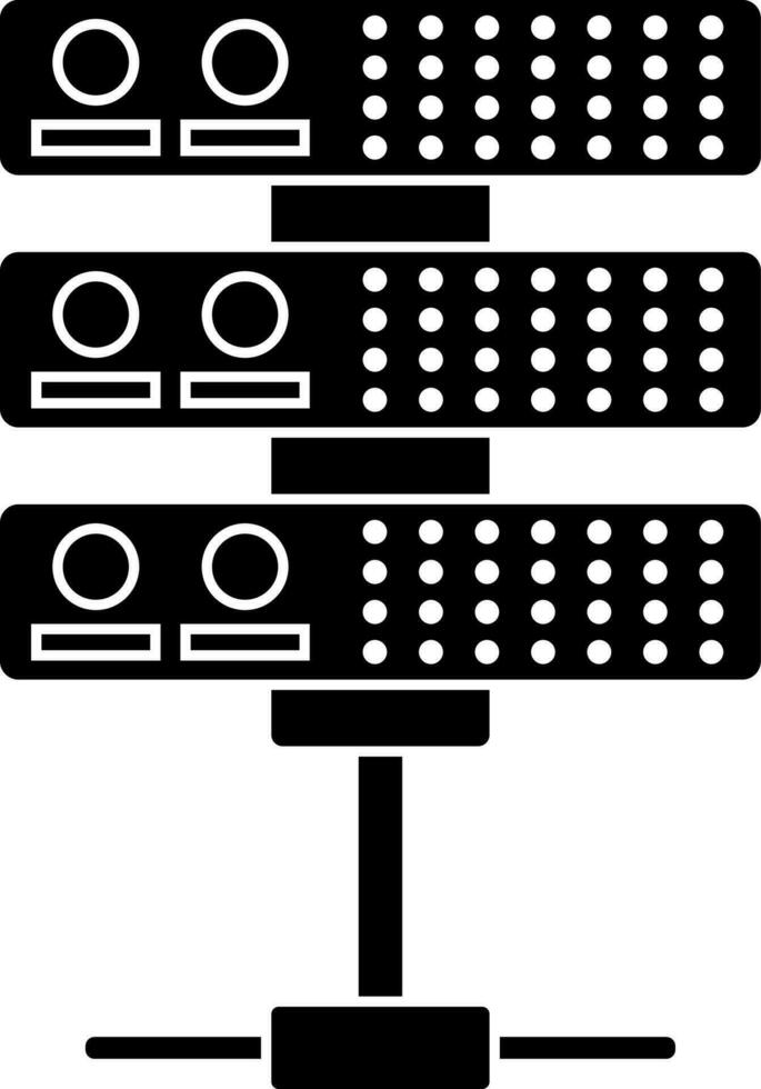 Flat style server icon in Black and White color. vector