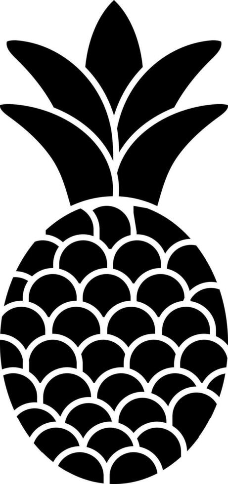 Pineapple fruit icon in Black and White color. vector