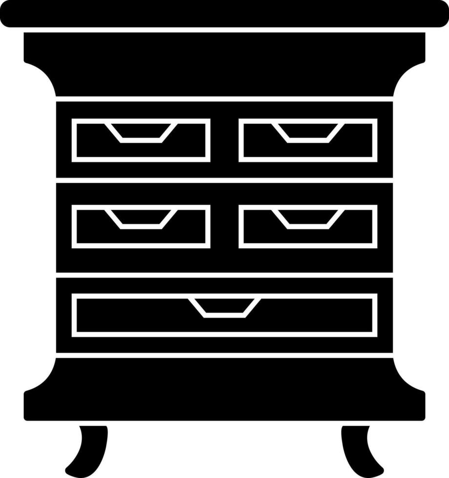 Drawer or cabinet icon in Black and White color. vector