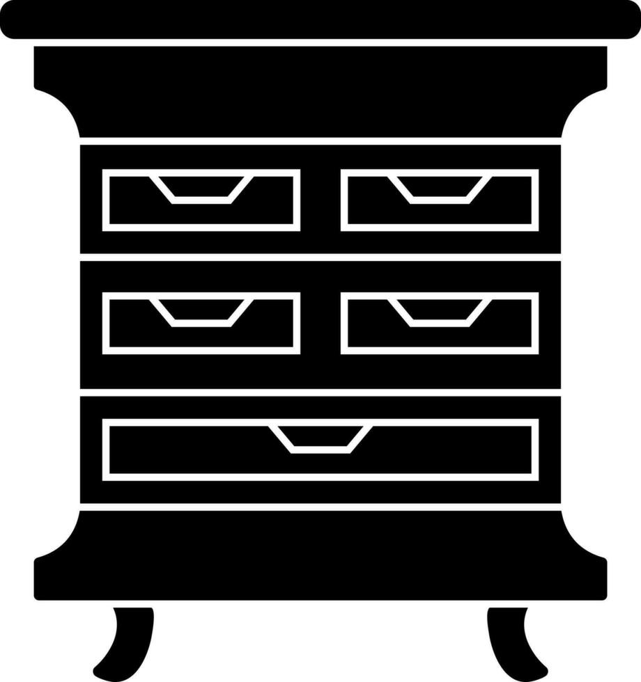 cajón o gabinete icono en negro y blanco color. vector