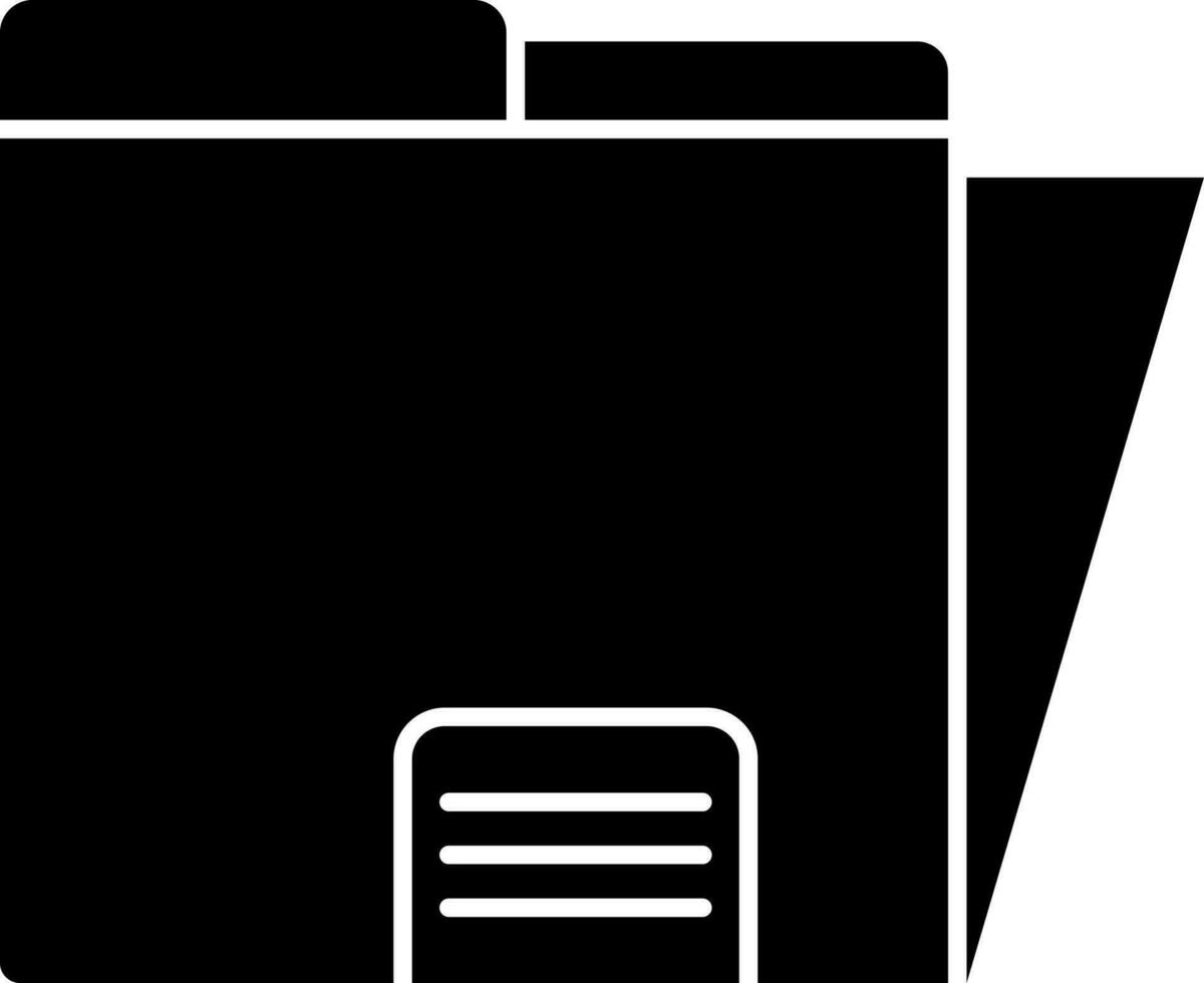 Glyph file folder icon in Black and White color. vector