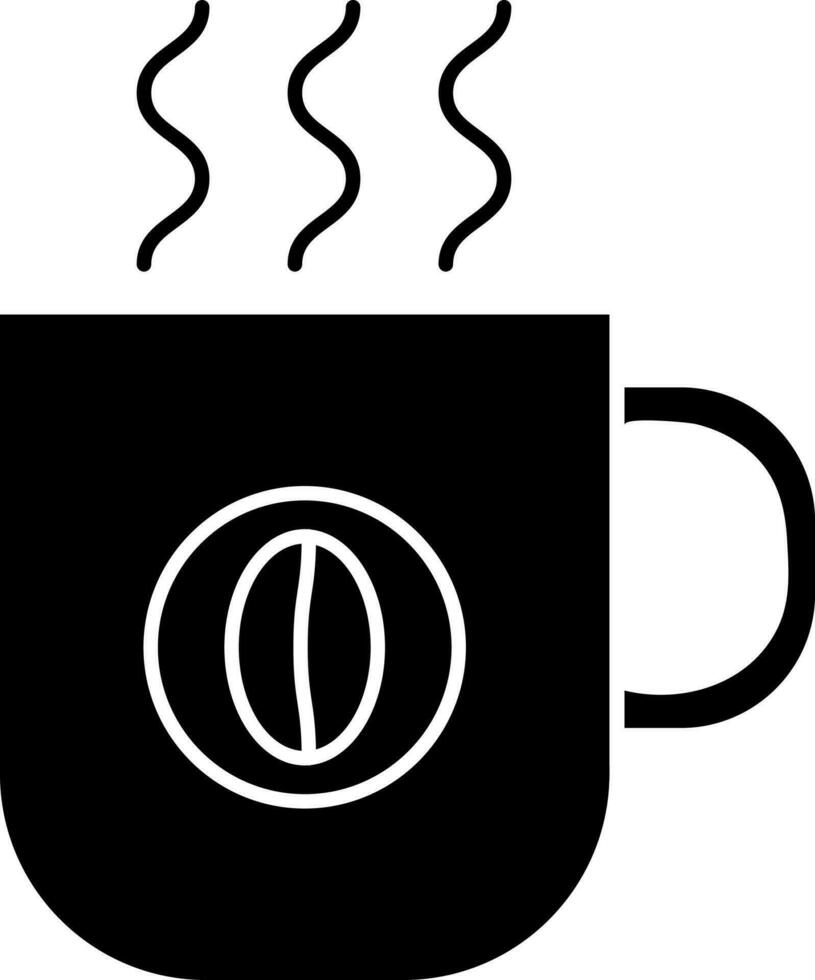 Hot tea mug icon in Black and White color. vector
