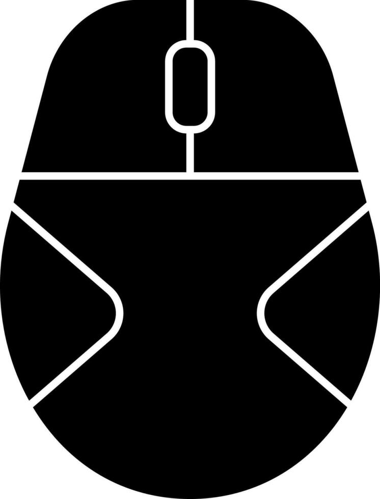 Glyph computer mouse icon in Black and White color. vector